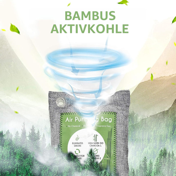 12-Pack Bambus Luftreinigungstasche, Aktivkohle Taschen Geruchsabsorber, Feuchtigkeitsabsorber, Natü