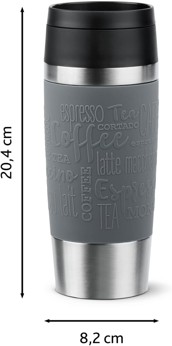 Emsa N20205 Travel Mug Classic Isolierbecher 0,36 Liter | neuer Komfort-Schraubverschluss | Edelstah