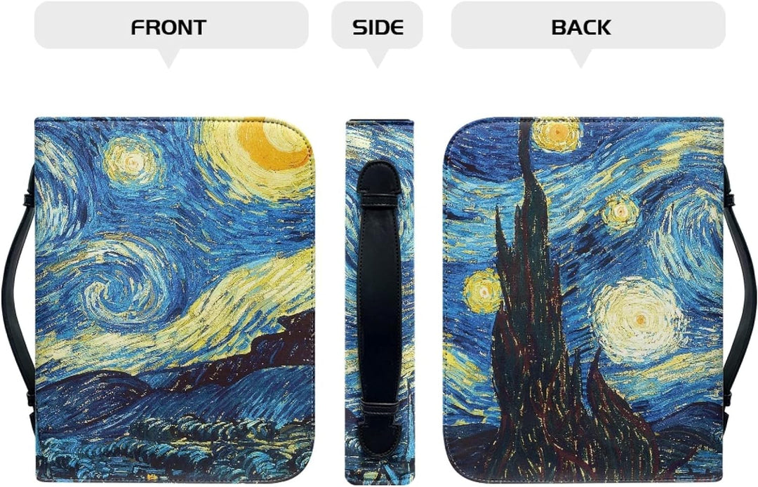 Kuiaobaty Damen-Bibelhülle aus Kunstleder, Van Gogh, Kunstbuch, Tragetasche, Sternennacht-Buchhülle,