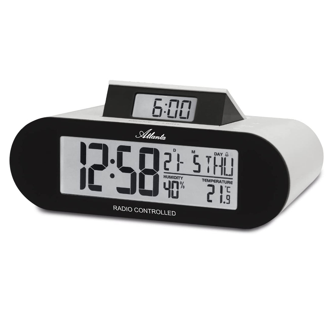 Atlanta Funkwecker Digital LCD Anzeige Pop-Up Display Temperatur Luftfeuchtigkeit - 1869, 15 x 5 x 7
