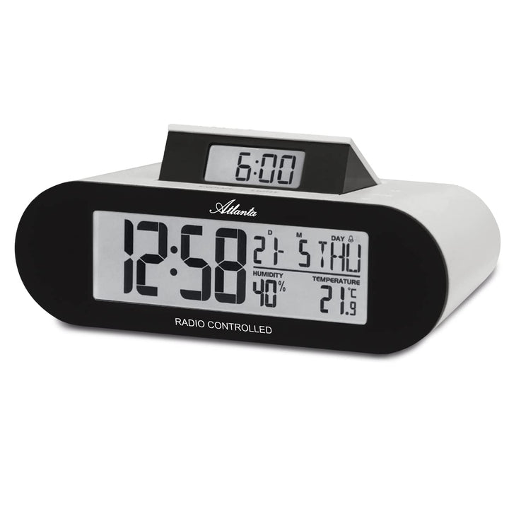 Atlanta Funkwecker Digital LCD Anzeige Pop-Up Display Temperatur Luftfeuchtigkeit - 1869, 15 x 5 x 7