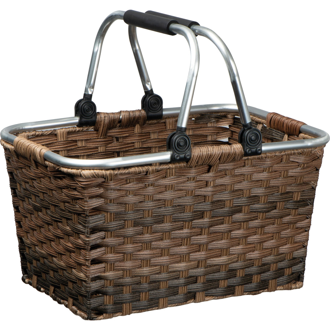 Rattan Einkaufskorb individuelle Einfärbung mit hochwertigem gepolstertem Aluminium Klapphenkel Shop