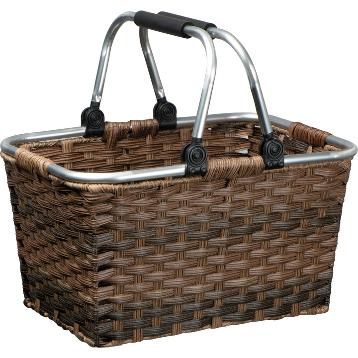 Rattan Einkaufskorb individuelle Einfärbung mit hochwertigem gepolstertem Aluminium Klapphenkel Shop