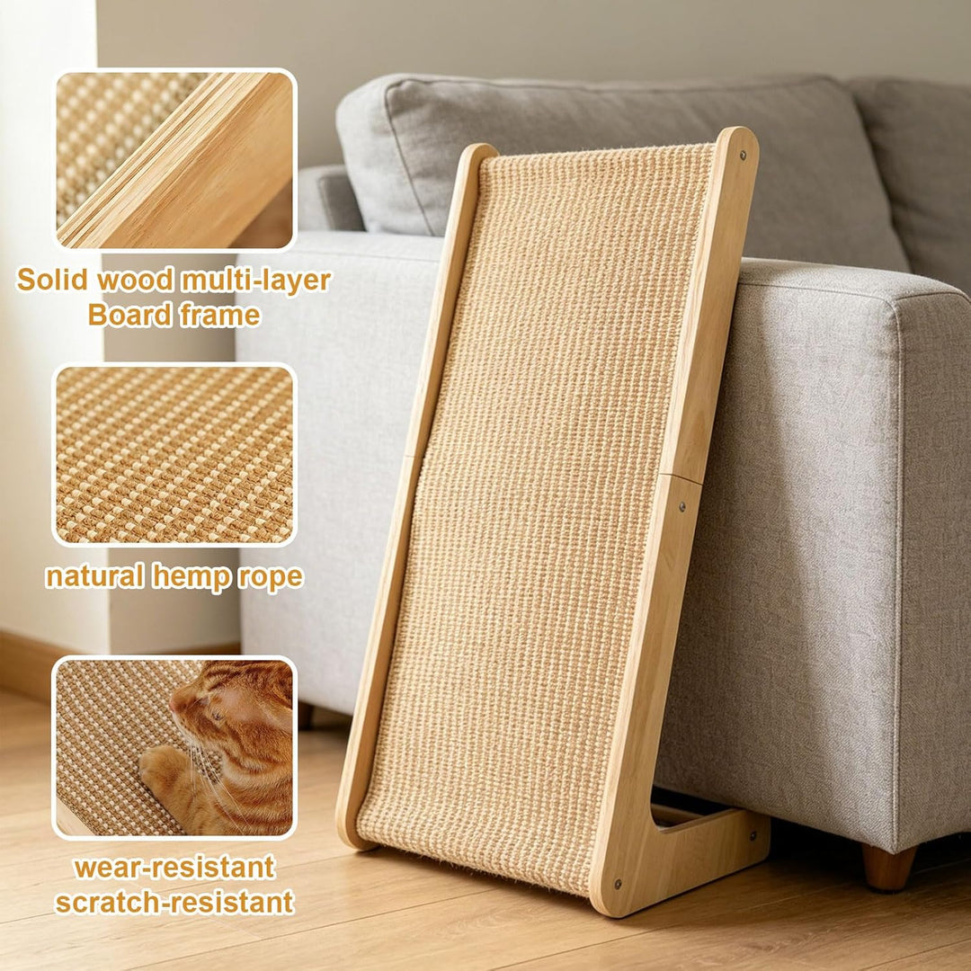 Kratzbretter Katze Kratzsäule – 68 cm H Dual-Use Katzen Kratzbrett - L-förmige Massivholz &amp; Sisal fü