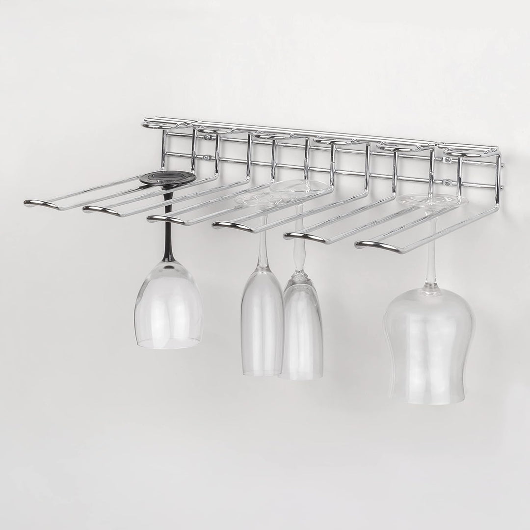 Emuca - Gläserhalter mit 5 Zeilen für Möbel, Gläserschiene für Regale oder Bars, 320 mm, Stahl, verc