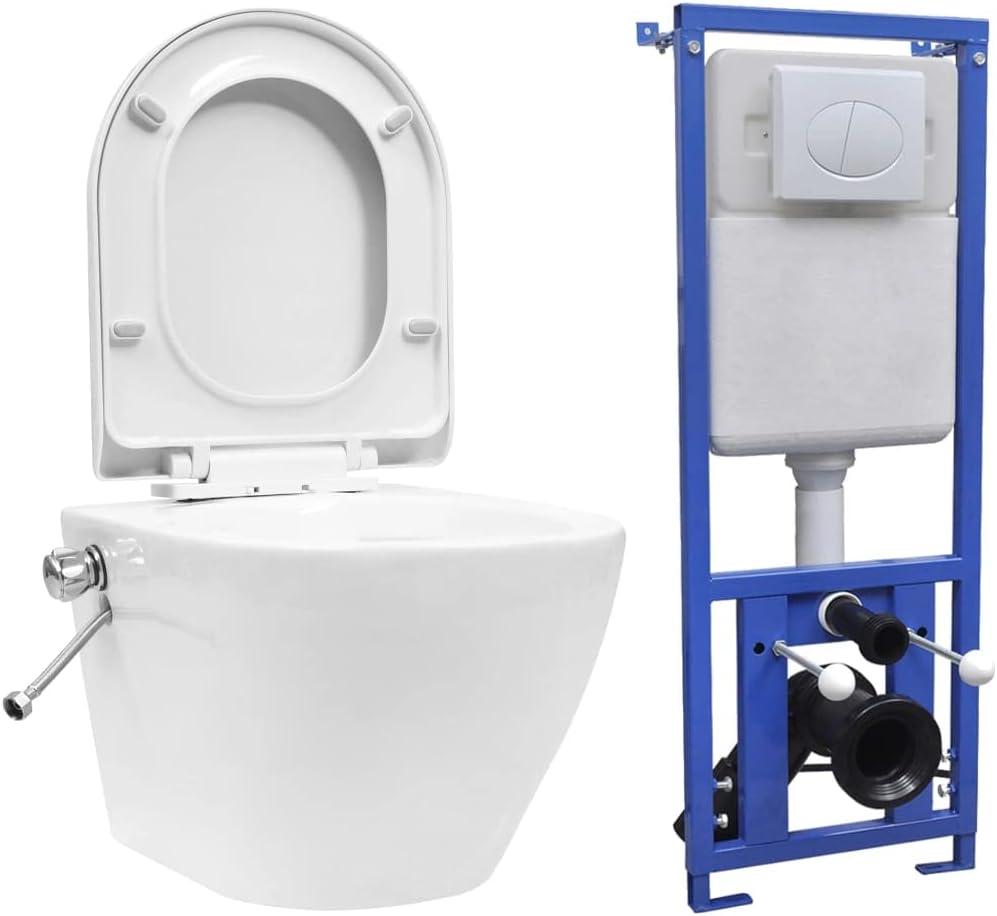 Wand-WC ohne Spülrand mit Einbau-Spülkasten Bidet-Funktion Softclose Spülrandlos Vorwandelement Häng
