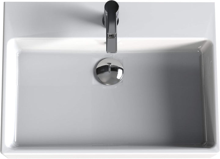 AQUA BAGNO Design Waschbecken aus hochwertiger Keramik, Hängewaschbecken im modernen Stil | 60 x 50