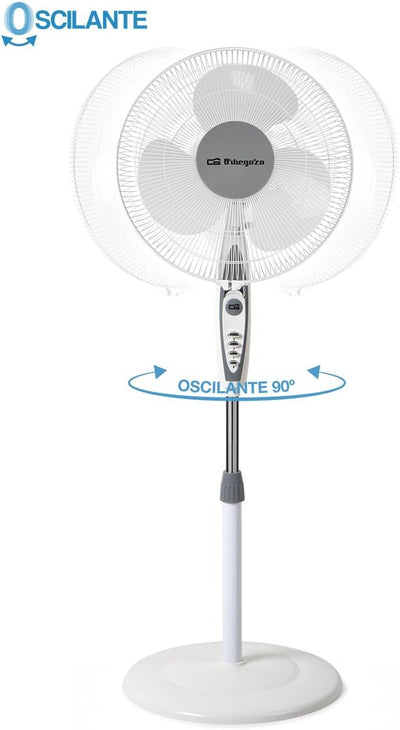 Orbegozo SF 0147 - Standventilator, 3 Stufen, Blättergrösse 40 cm, einstellbare Höhe, 50 W, Weiss