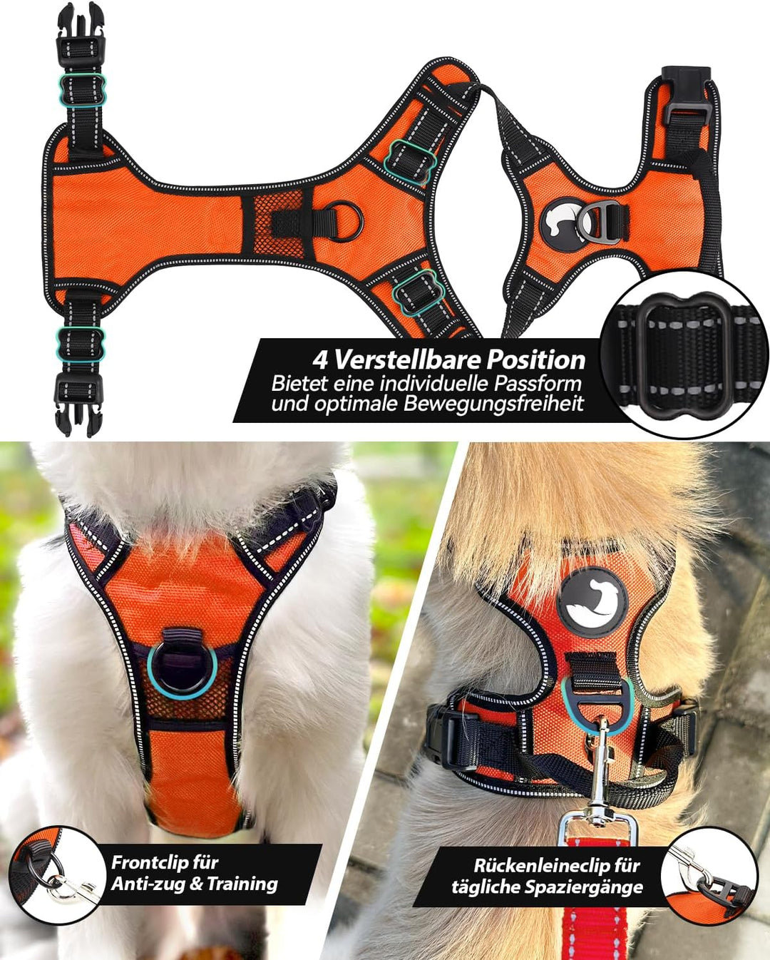Joytale Hundegeschirr mittelgrosse Hunde, reflektierendes Geschirr Hund,luftdurchlässige Hundegeschi