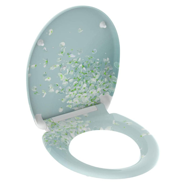 Schütte WC-Sitz WIND FLOWER mit Absenkautomatik, Toilettendeckel mit Motiv und Schnellverschluss für