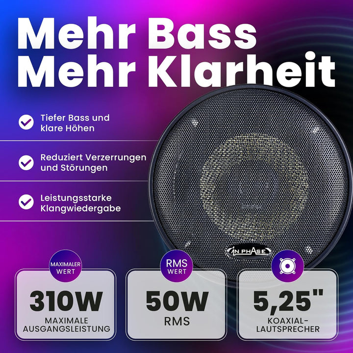 In Phase XTC13, 2 Koaxial Lautsprecher System 210 W Spitzenleistung Richtungsbezogene Hochtöner XTC1