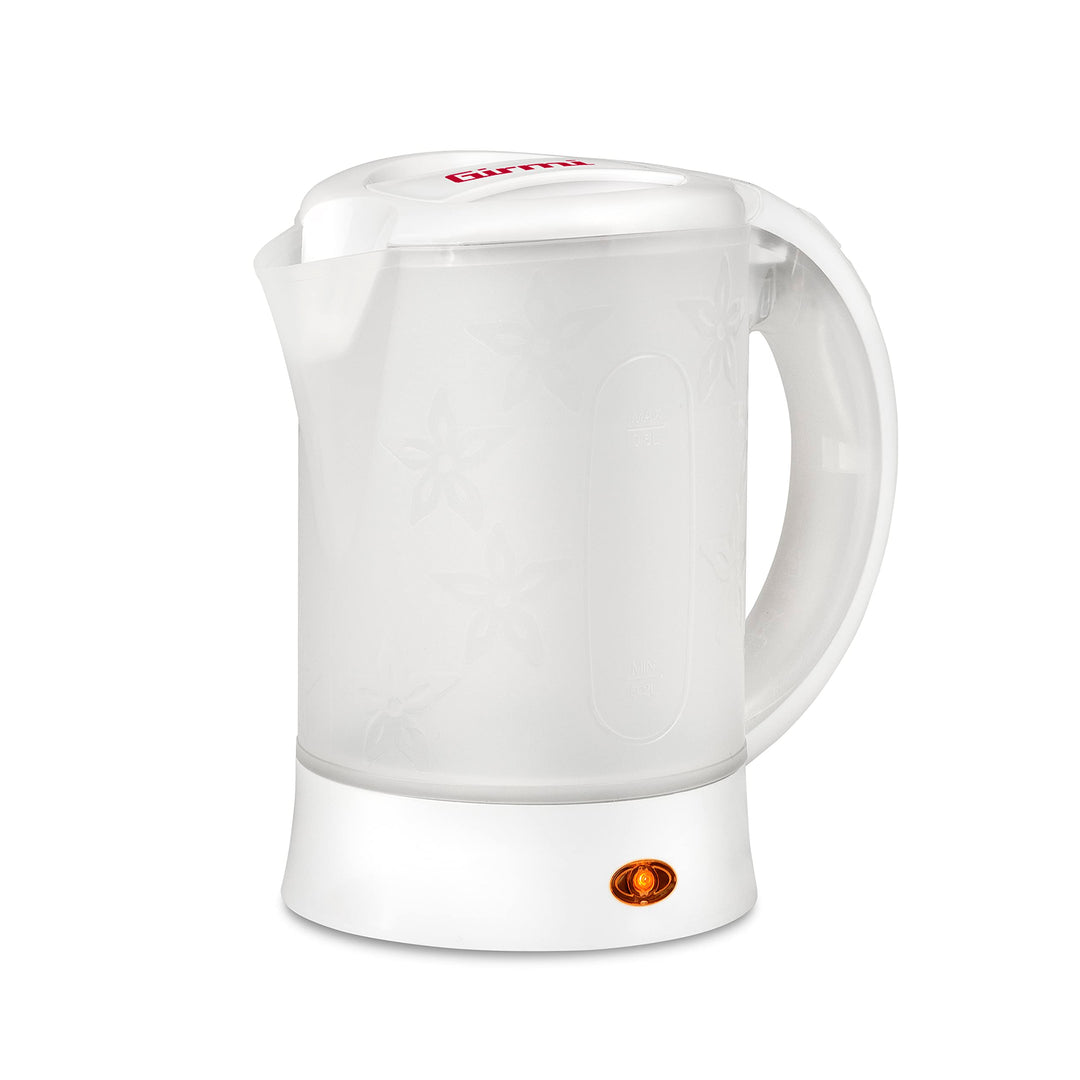 Girmi BL04 Reisewasserkocher, 0,6 Liter, 600 W, 2 Becher inklusive, Messkanne, Weiss-Transparent, We