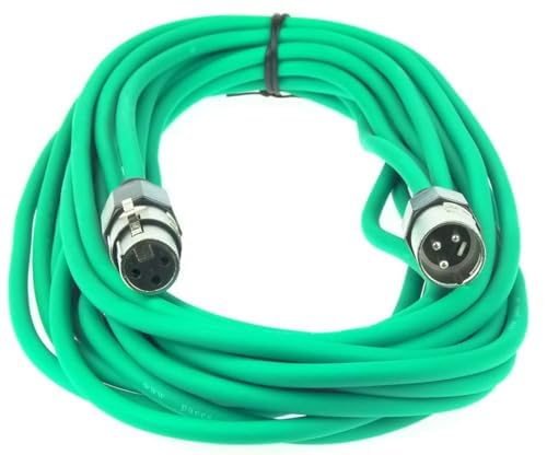 Paccs 4 Stück 10 m Mikrofonkabel Grün XLR Stecker male auf XLR Buchse female - Symmetrisch Audio Kab