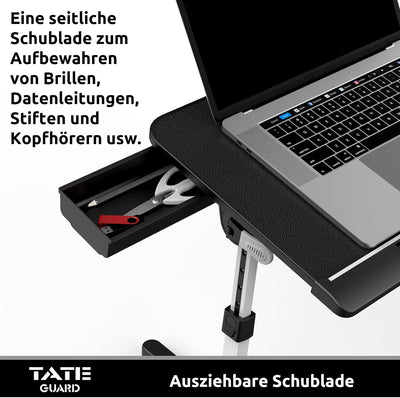 Tate Guard Laptoptisch fürs Bett,einstellbare Höhe,Neigungswinkel,Laptoptisch mit Schublade,klappbar