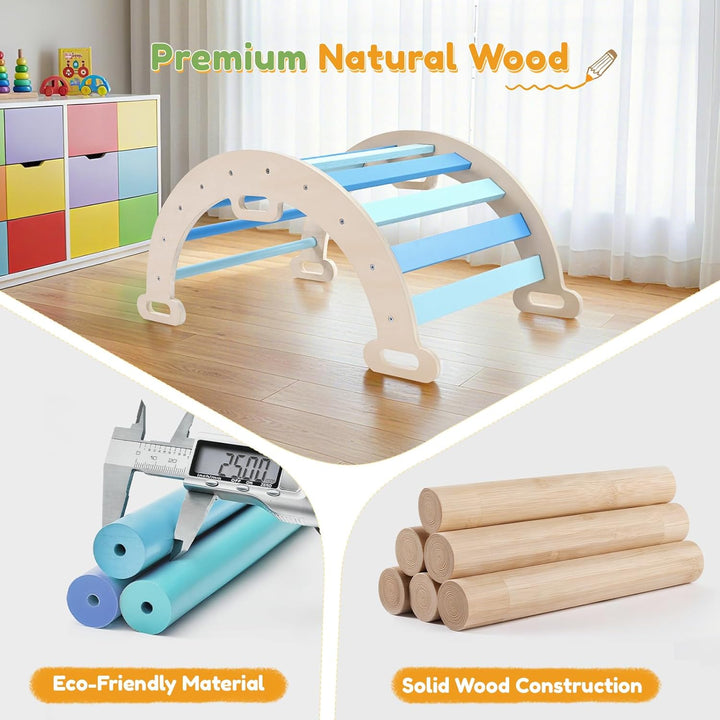 klettergerüst Indoor,Holzkletterbogen mit Weichem Kissen,Indoor Klettergerüst für Kinder ab 3 Jahre,