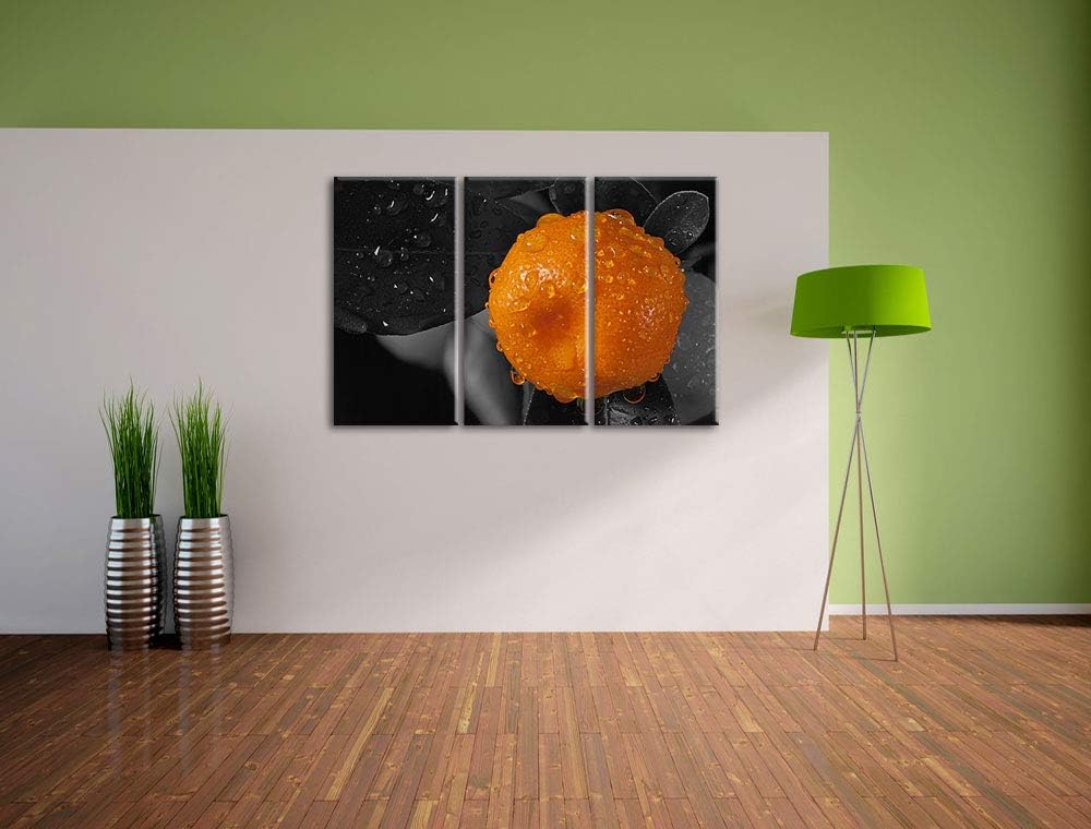 Orange Orangejuice Black Waterdrop on Orange schwarz/weiss 3-Teiler Leinwandbild 120x80 Bild auf Lei