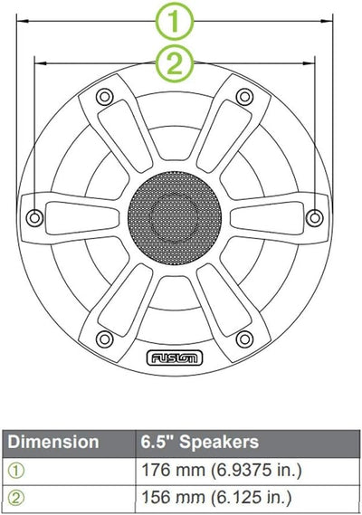 Fusion Marine Hochleistungs-Sport-Kühlergrill und LED-Beleuchtung, Weiss 6.5-Inch, 6.5-Inch