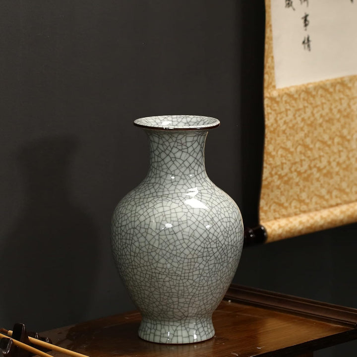 Chinesische Keramik Kunst Handgemachte Antike Eis Crack Glasur Vasen Grosse China Porzellan Blume Fl