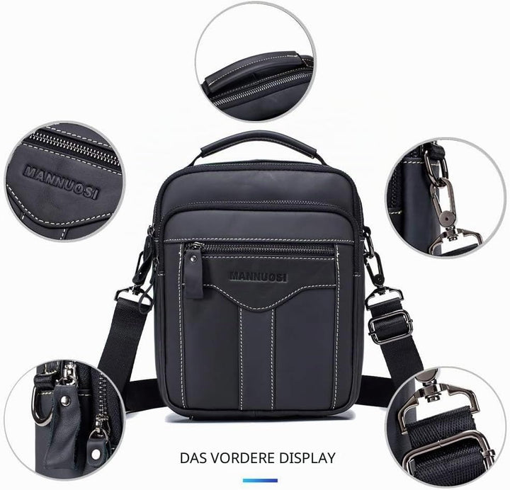MANNUOSI Herren Schultertaschen business Freizeit Henkeltaschen echtleder vintage Handtaschen Einhei
