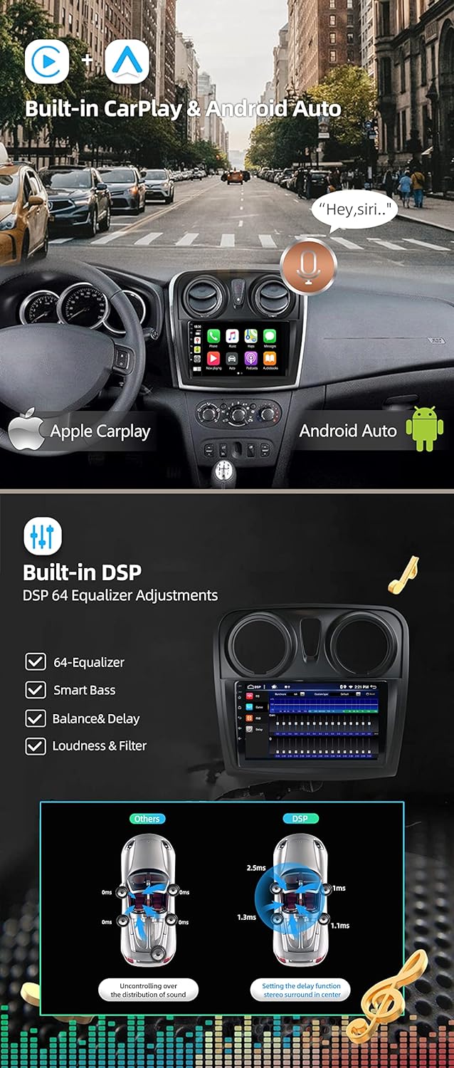 JOYX - [6G+128G] - Android 12 IPS Autoradio Passt für Dacia - Sandero (2012-2017) - Kabellos CarPlay
