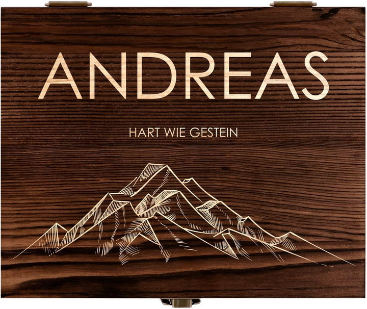 Maverton Whisky Steine Set - in Holzbox mit Gravur - 8 Eiswürfel + 2 Whisky Gläser - wiederverwendba