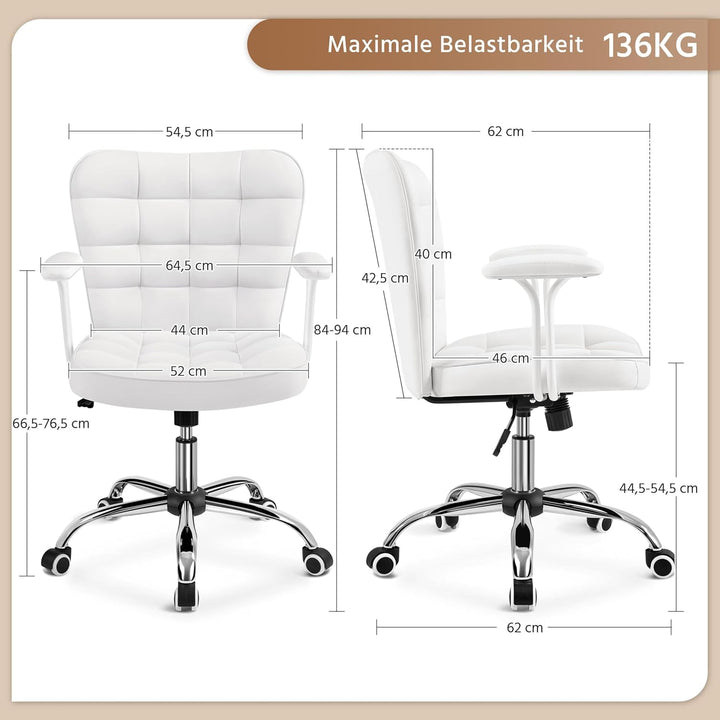 Yaheetech Bürostuhl Ergonomischer Schreibtischstuhl Bürosessel Arbeitsstuhl, Drehstuhl mit Weichen A