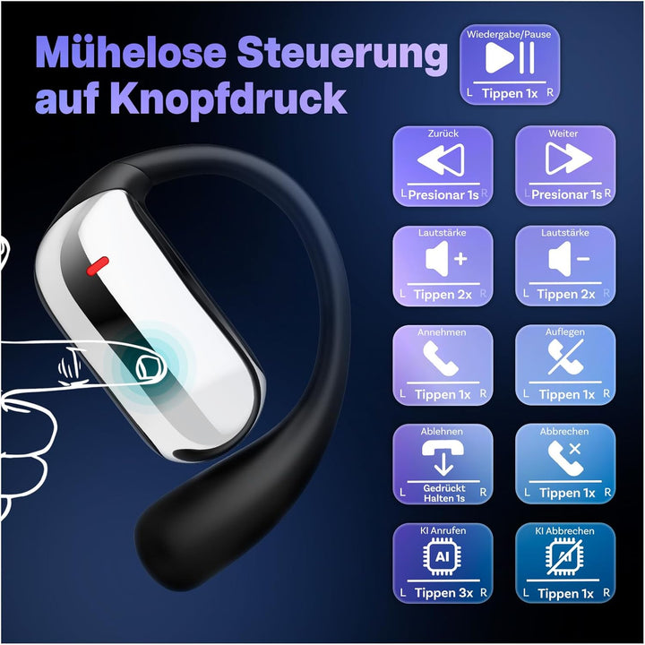 MMOBIEL KI Übersetzer Ohrhörer Echtzeit 148 Sprachen mit App (Android & iOS) –Bluetooth 5.1 Open-Ear