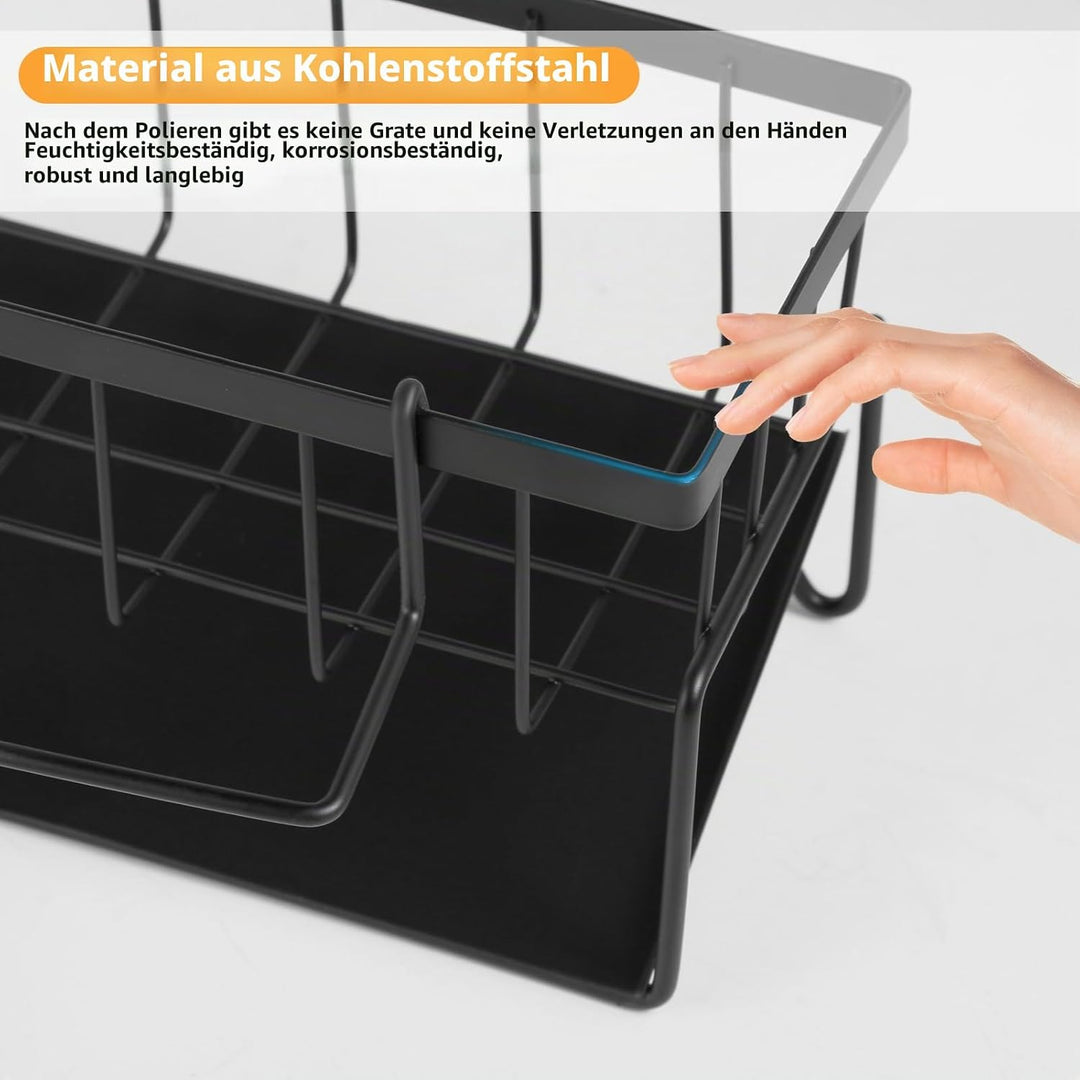 Spülenorganizer Schwarz – Praktischer Aufbewahrungsorganizer für Spülbecken mit Schwammhalter & selb