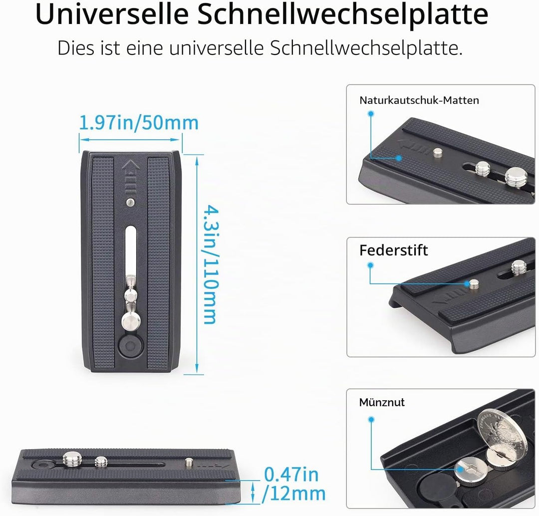 INNOREL F80 Hochleistungsstativ-Fluidkopf, Panorama 360°, Aluminiumlegierung, zweistufiger Griff, ei