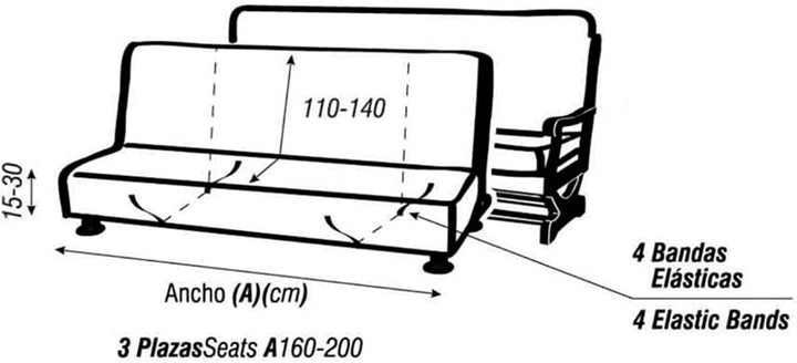 Maxifundas Sofaüberwurf für Schlafsofa, Clic Clac, 3-Sitzer, Strada, Braun, Braun
