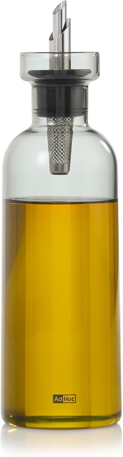 AdHoc BZ78 Ölspender oder Essigspender AromaPour aus Borosilikatglas in Grau | elegante Olivenölflas