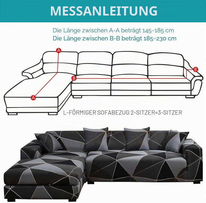 ShowyLive Sofa Überzug Ecksofa L Form Couch Überzug 2er Set Elastische Stretch mit 4 Stück Kissenbez
