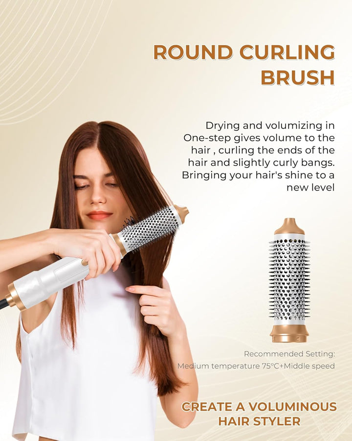 UKLISS Haartrockner & Haarstyler 6 in 1, Automatisch Airflow Lockenstab, Hair Dryer, Rundbürstenföhn