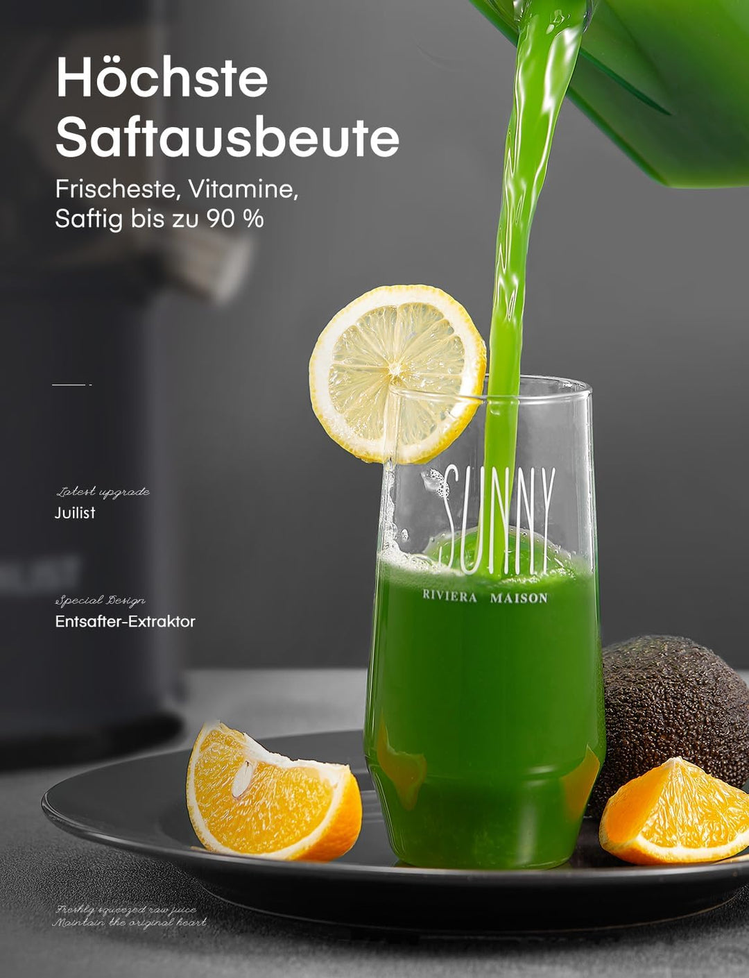 Entsafter Gemüse und Obst, 65 mm Einfüllschacht, 3 Einstellungen, Mit Reinigungsbürste, Leicht zu Re