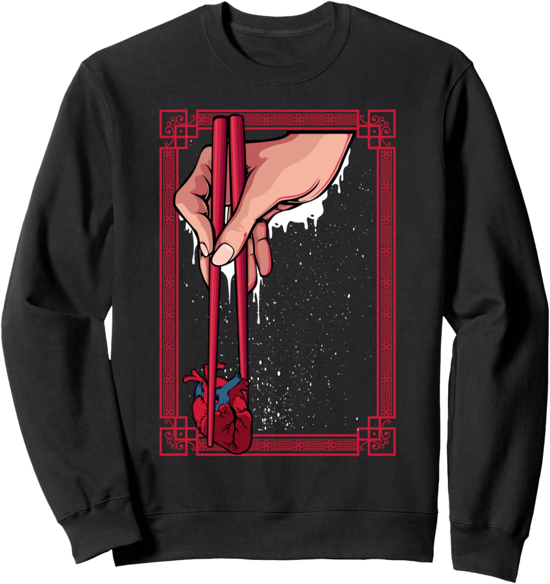 Sushi Chopsticks Stäbchen Herz Gothic Japanischer Stil Anime Sweatshirt