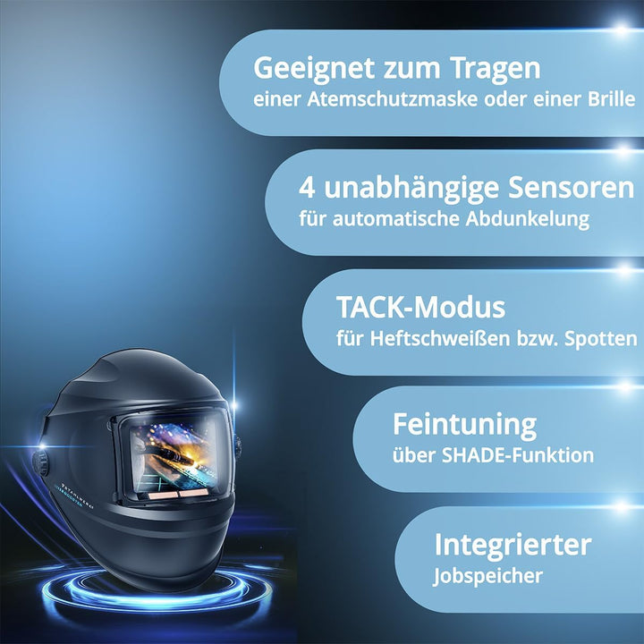 STAHLWERK Automatik-Schweisshelm BOOSTER 3-in-1 Schweisserhelm | Schweissermaske mit True-Colour-Ech