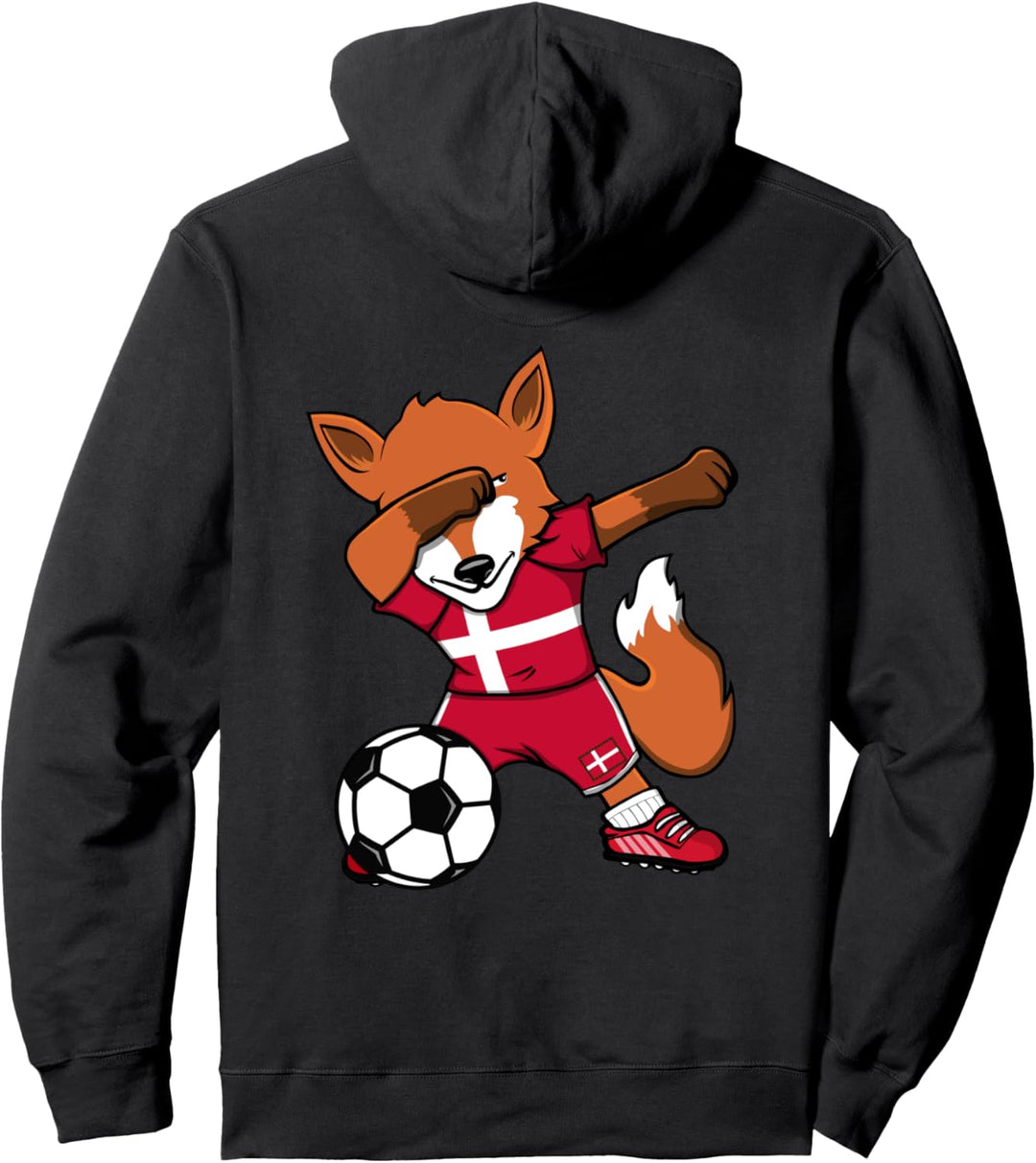 Dab Fuchs Fox Dänemark Fussball Mannschaft Dänische Flagge Pullover Hoodie