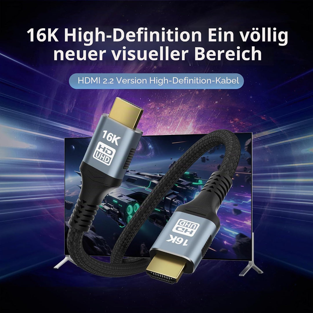 CAKOBLE HDMI 2.2 Kabel 2m, [2 Stück 2m] 96Gbps Ultra-High-Speed, 16K,12K/10K, 8K, 4K@120Hz@240Hz@480