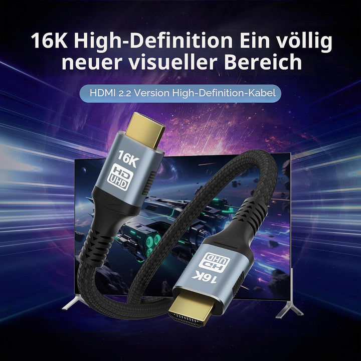 CAKOBLE HDMI 2.2 Kabel 2m, [2 Stück 2m] 96Gbps Ultra-High-Speed, 16K,12K/10K, 8K, 4K@120Hz@240Hz@480