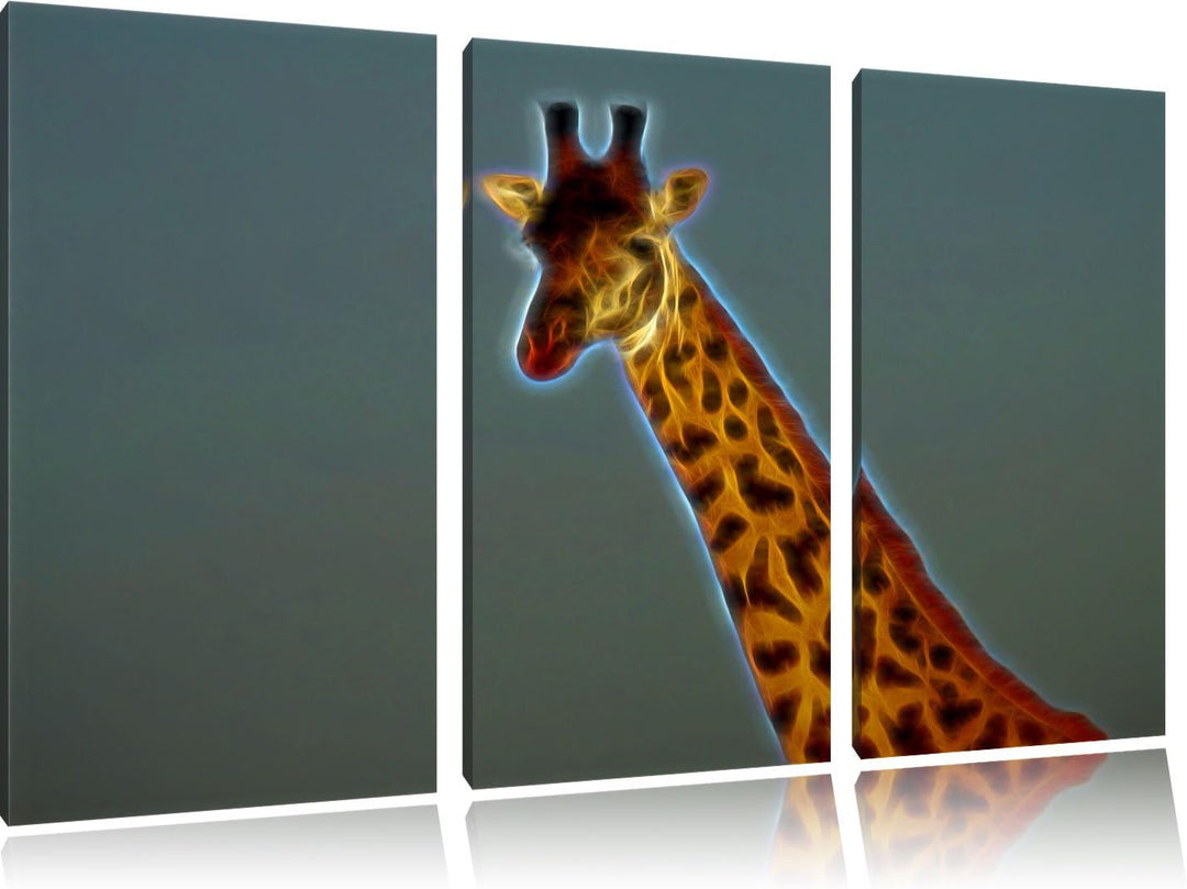 maiestätische Giraffe NewArt 3-Teiler Leinwandbild 120x80 Bild auf Leinwand, XXL riesige Bilder fert