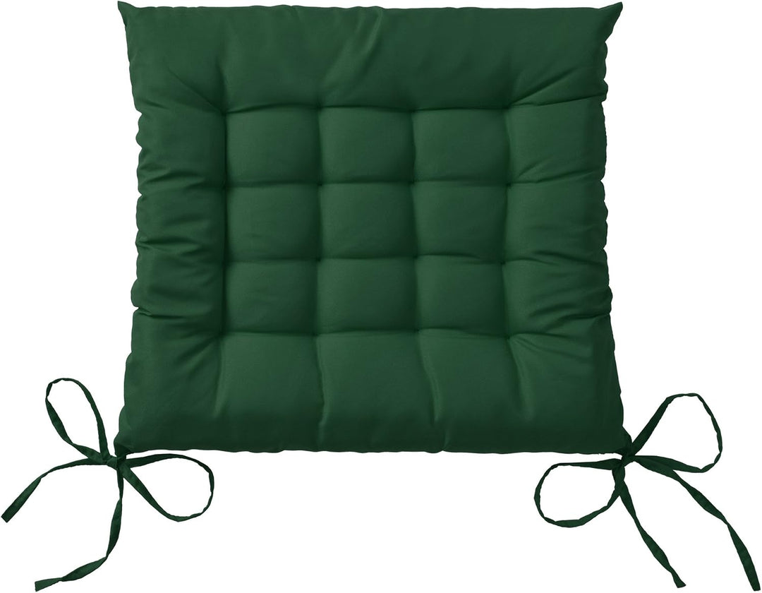 Beautissu 4er Set Stuhlkissen mit Bändern Indoor &amp; Outdoor Auflagen Stühle | 40x40 in Dunkelgrün mit