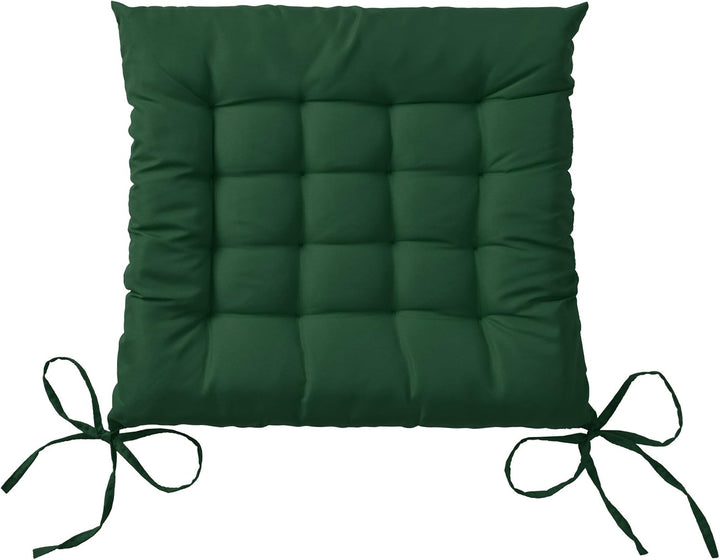 Beautissu 4er Set Stuhlkissen mit Bändern Indoor &amp; Outdoor Auflagen Stühle | 40x40 in Dunkelgrün mit
