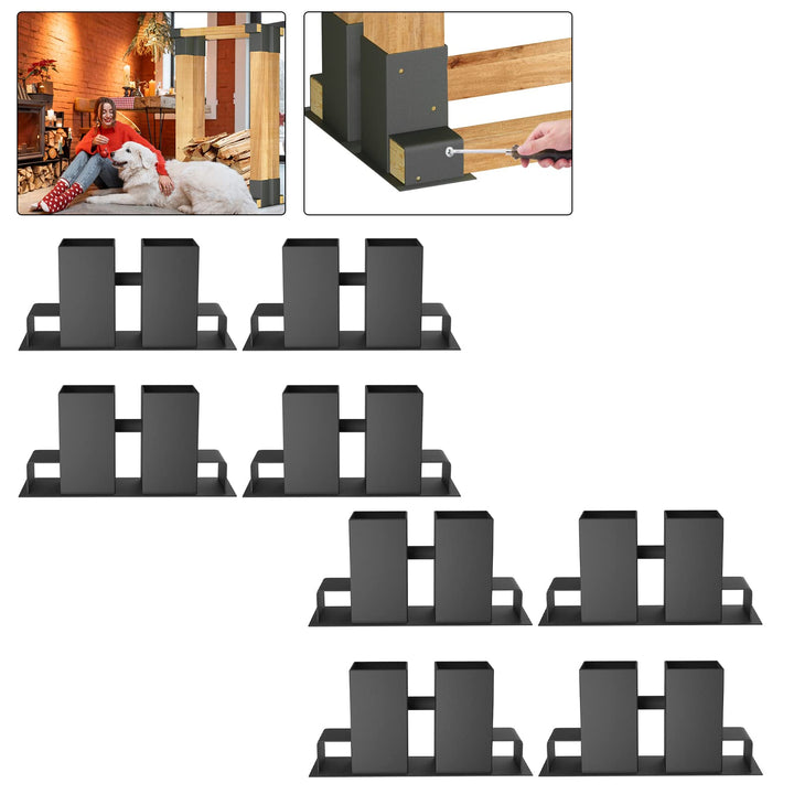 Aufun Holzstapelhilfe 8er Set, stabile Holzstapelhalter für Kaminholz Brennholz Stapelhilfe verzinkt