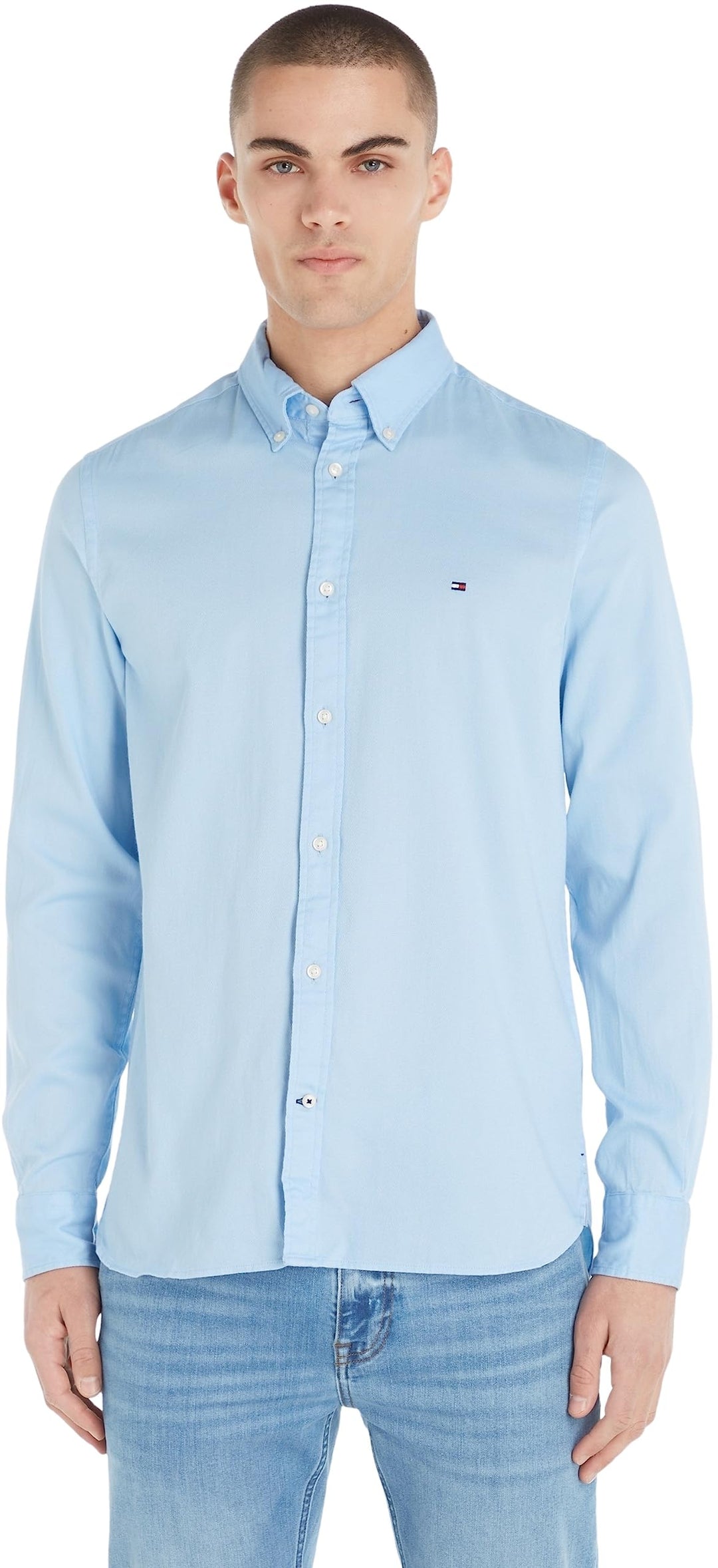 Tommy Hilfiger Herren Hemd Core Flex Dobby Langarm M Blau (Calm Blue), M Blau (Calm Blue)