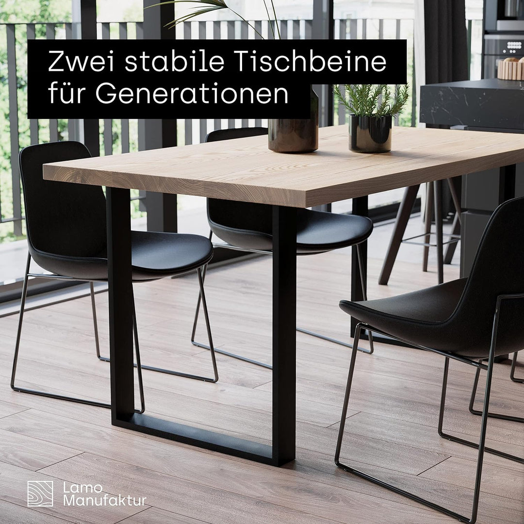 LAMO Manufaktur Tischbeine für Schreibtisch Esstisch, Simple Massive, Vierkantprofil 80x20 mm, Tisch