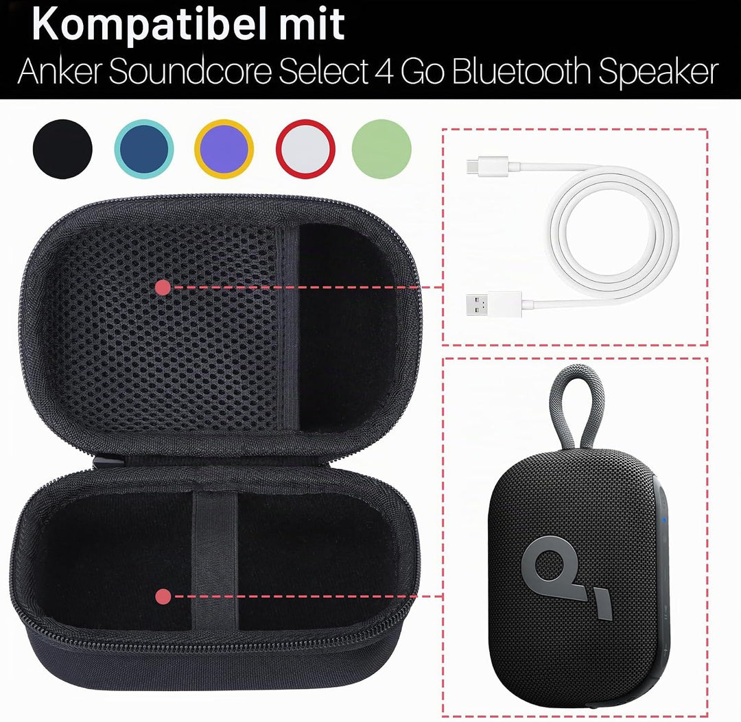 Lebakort Hart Tasche Hülle Etui Tasche für Soundcore Select 4 Go Ultraportabel Bluetooth Lautspreche