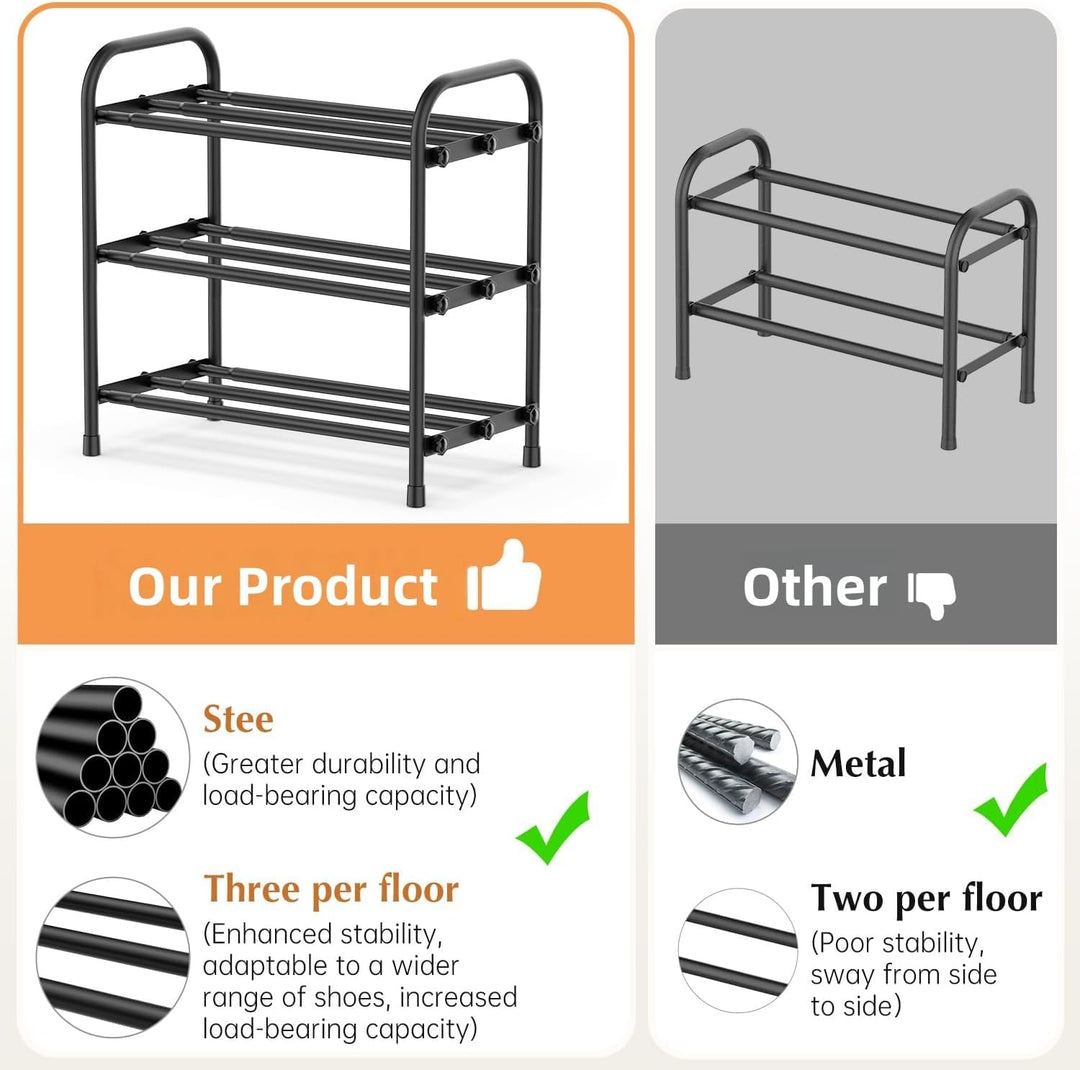 Schuhregal Platzsparend, 2 Ebenen Shoe Rack Metall, Ausziehbar Schuhablage 45 to 80cm, Klein Schuhst