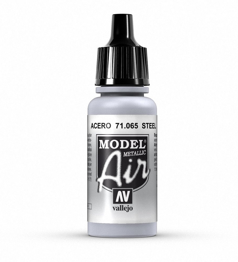 Vallejo Model Air Acrylfarbe, 17 ml Metallic Steel, Silber