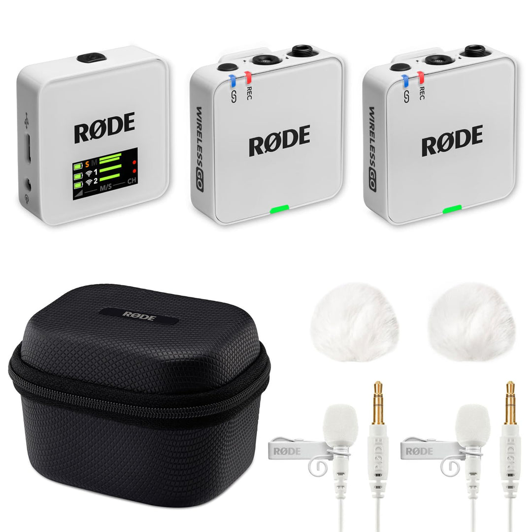 Rode Wireless GO Gen 3 Drahtloses 2-Kanal Mikrofon-Funksystem Weiss mit Charge Case + 2X Lavalier GO