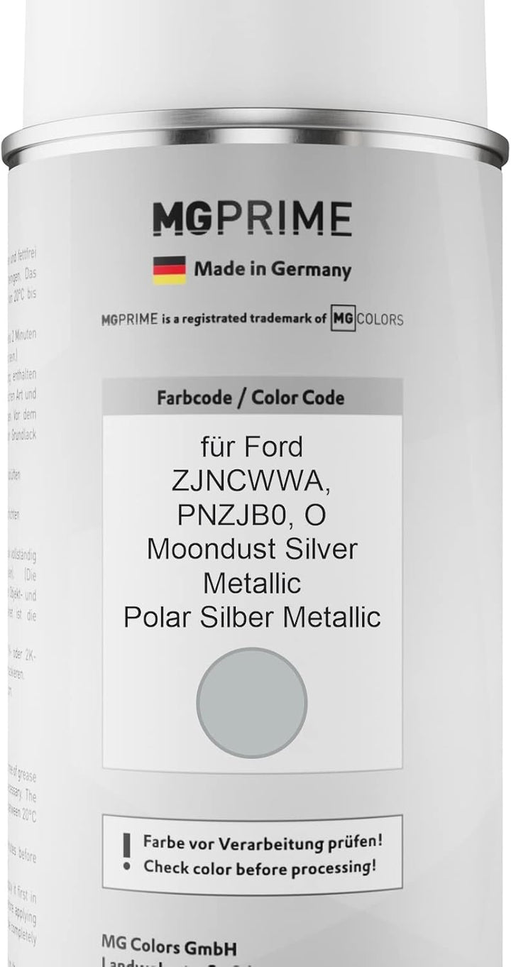 MG PRIME Autolack Sprühdosen Set für Ford ZJNCWWA / PNZJB0 / O Moondust Silver Metallic/Polar Silber